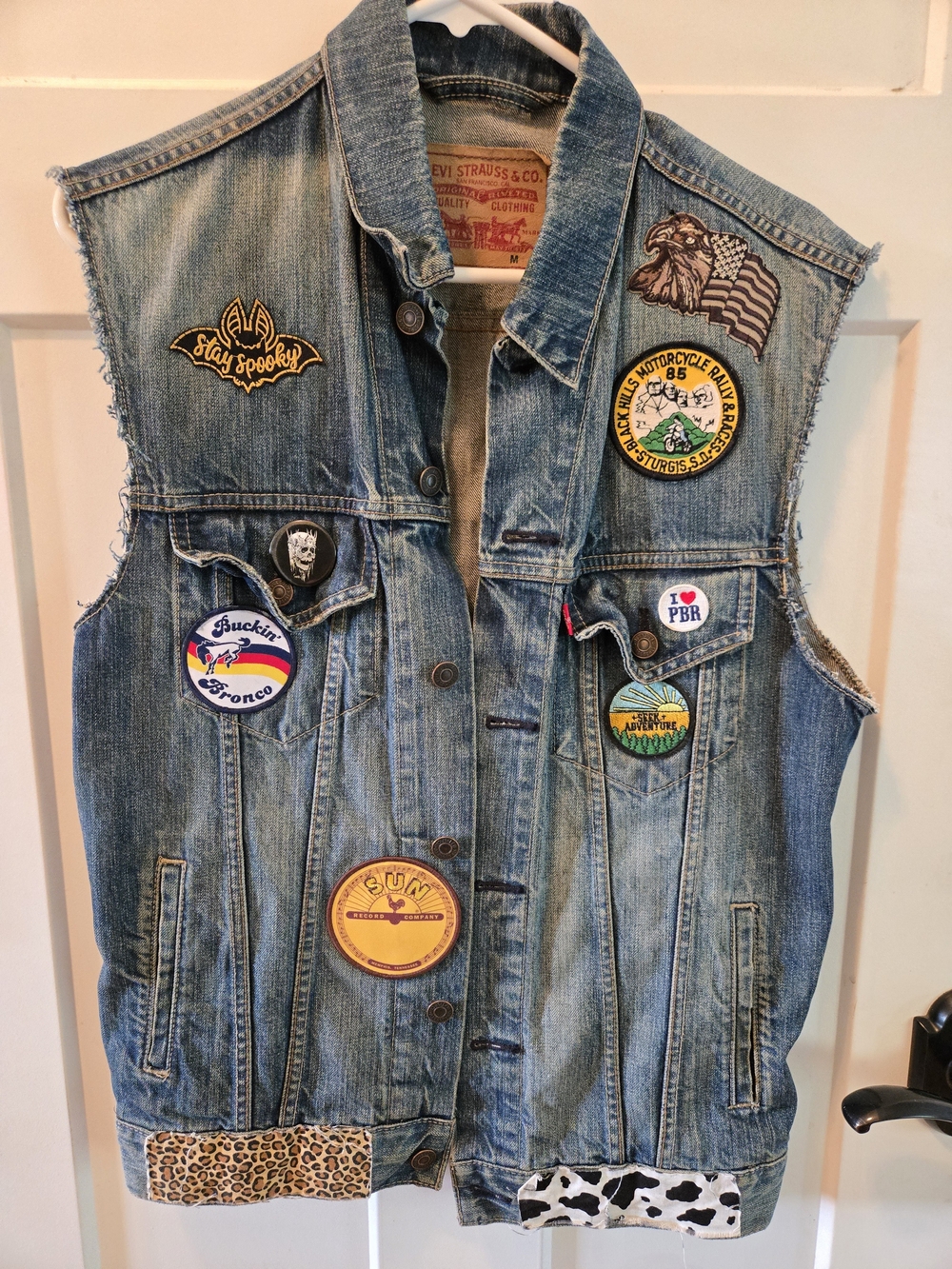 Vintage Levi's Men's Blue Denim Patchwork Vest